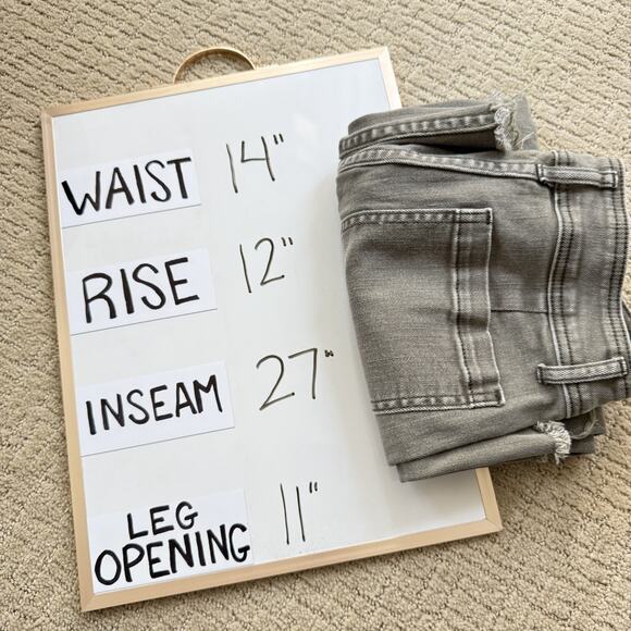 Miou Muse Jeans Womens Large Green Olive Wide Leg Raw Hem High Rise - Picture 9 of 9